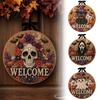 Festive Halloween Wall Hanging Pearl Diamond Art Welcome Sign, 2D Flat Rhinestone Painting Craft Shining Faux Kit Wooden Ornament, Sparkling Ghost Cat