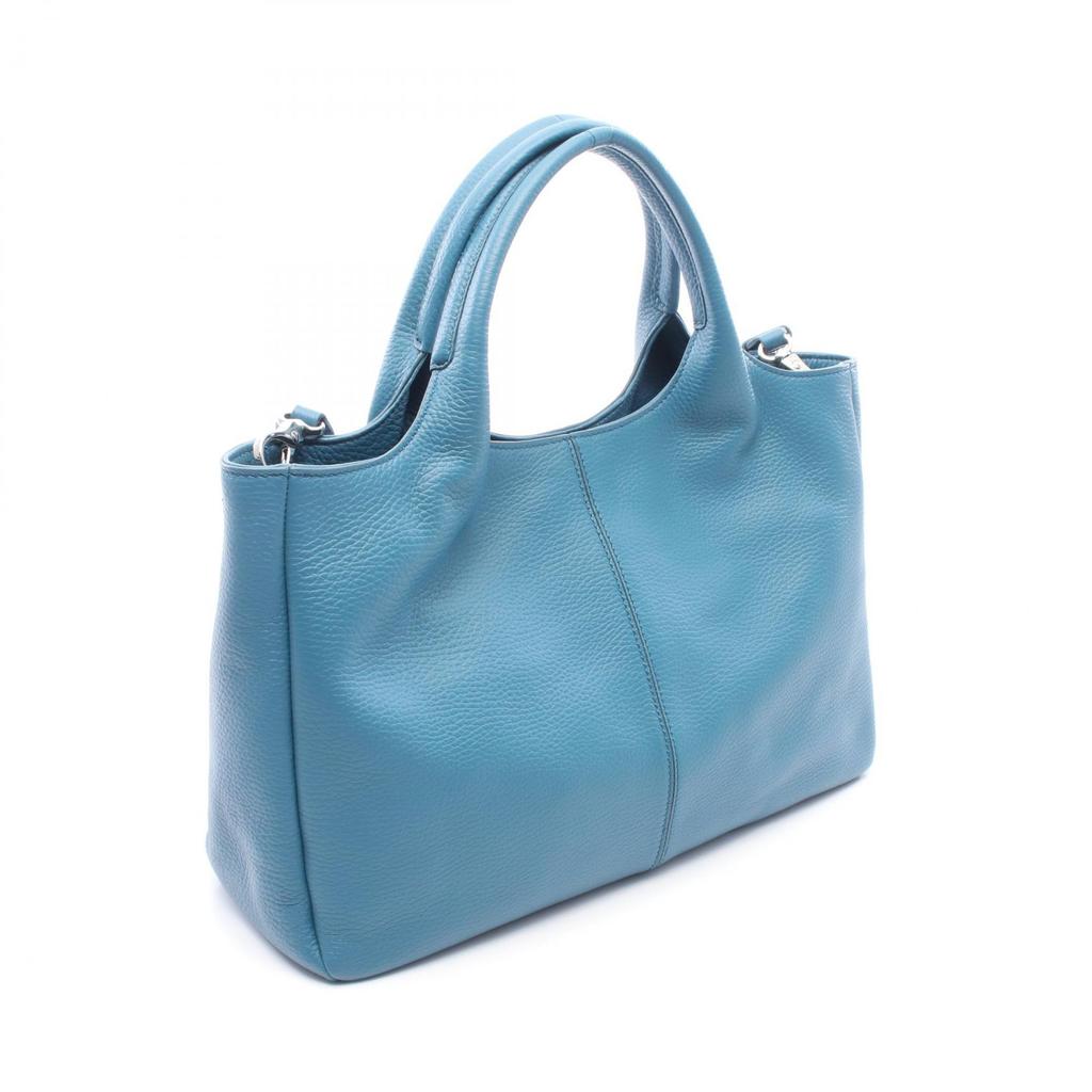 Used TOD'S ALF SHOPPING BAG PICCOLA 2WAY Tote Bag leather Blue Used Women