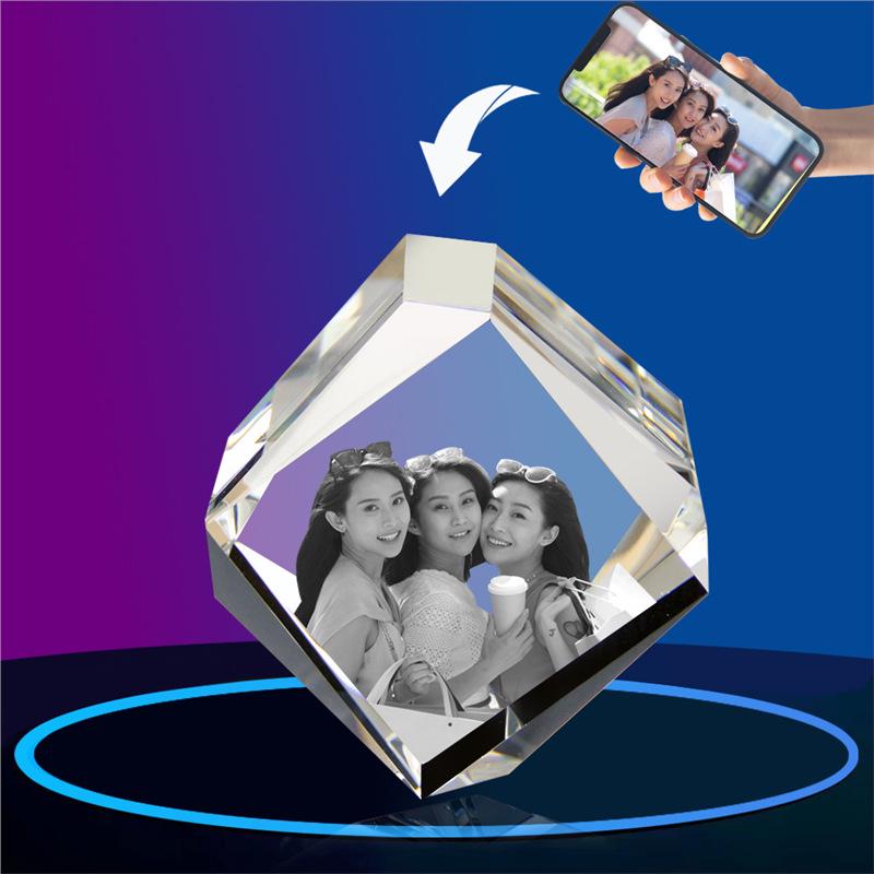 Светодиодная 3D-кристаллическая фотогравировка в форме сердца - Сделай сам Белый кристалл с лазерной гравировкой
