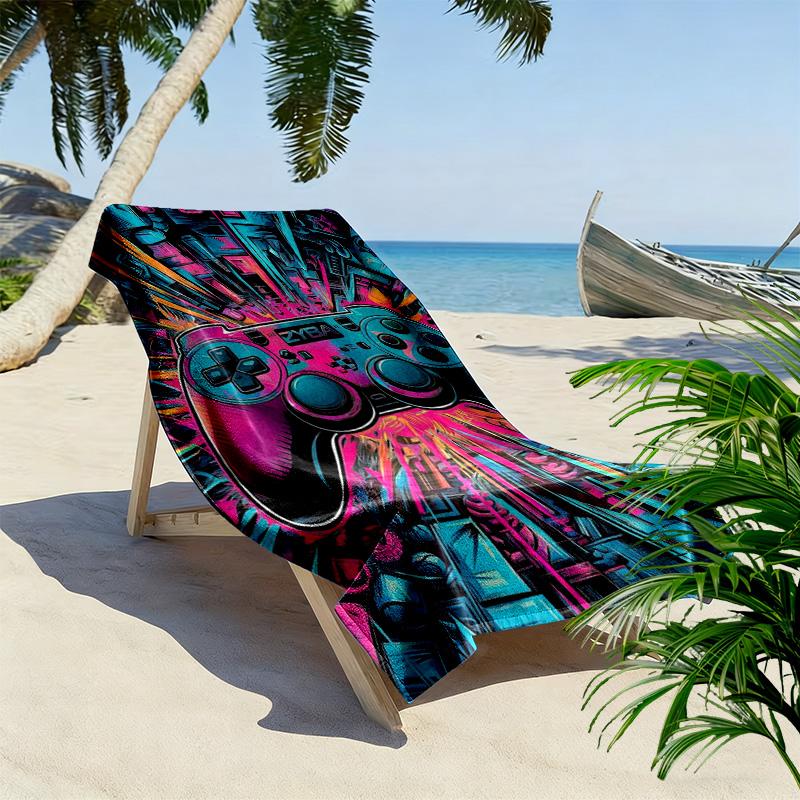Gamepad Print Beach Towel, Large Soft Quick Dry Towel for Beach Camping Swimming