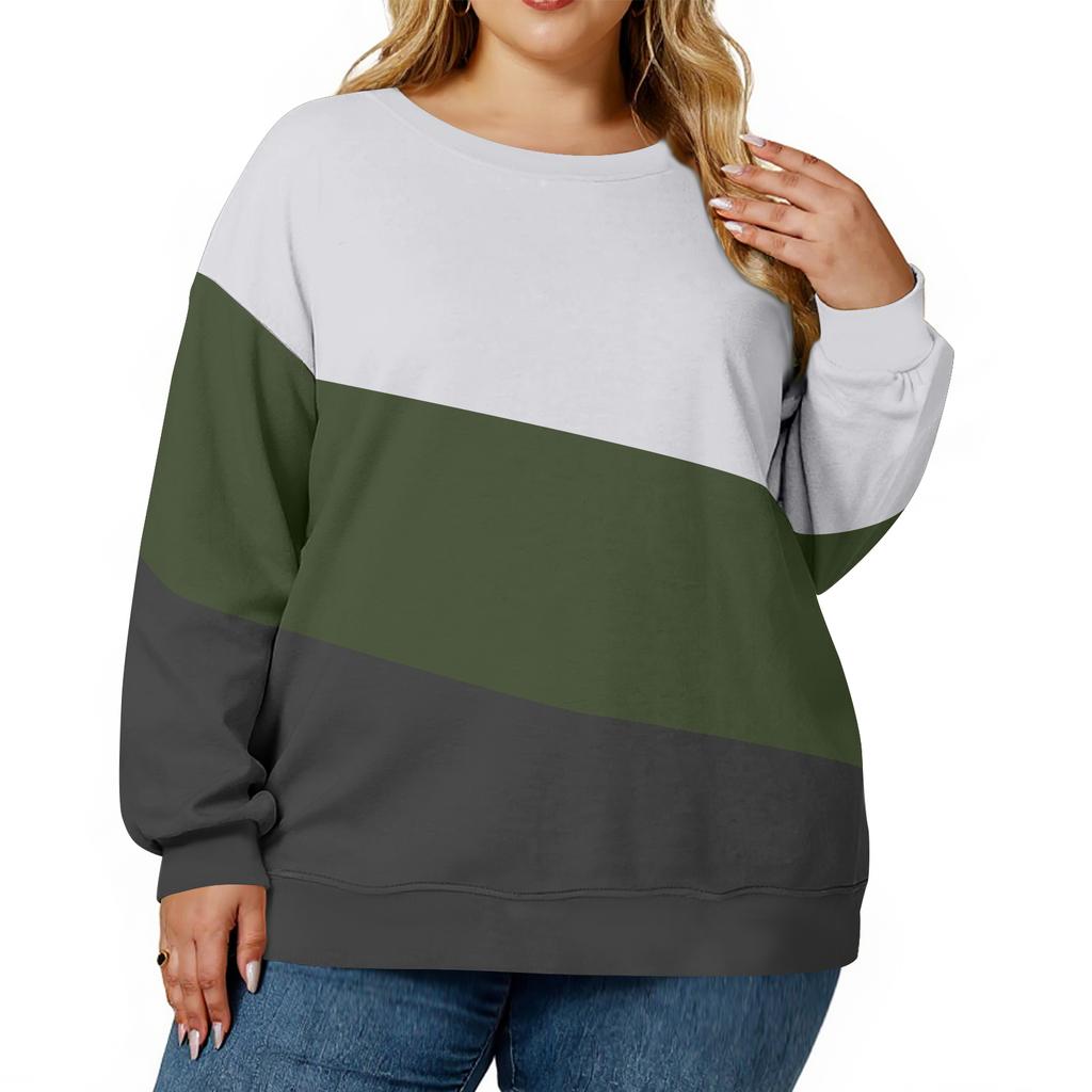 Plus Size Sweatshirt For  Women Oversized Crewneck Long Sleeve Pullover Tops
