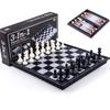 Foldable Magnetic Chess Checkers Backgammon Game Board 3-in-1 Ideal Tabletop For Family Gathering