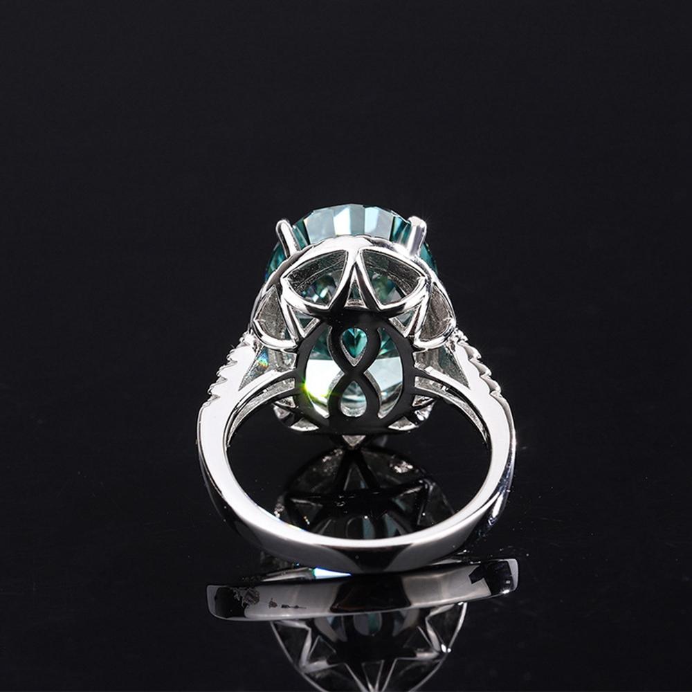 Fashion 18K Gold Plated 12*16MM Fancy Vivid Courndum Ring for Women Engagement Gift 925 Sterling Silver Fine Jewelry