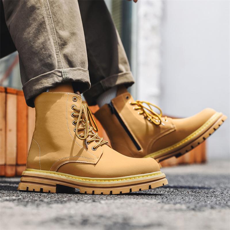 Men's shoes high-top Martin boots men's autumn retro tooling shoes British platform trendy big yellow boots 3309-J