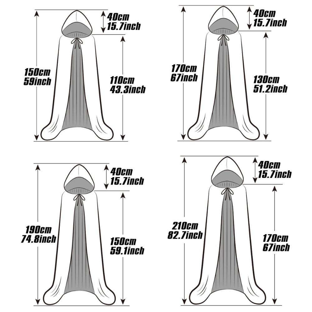 Scary Halloween Party Cloak 59inch Black Hooded Cloak New Cosplay Dress Up Halloween