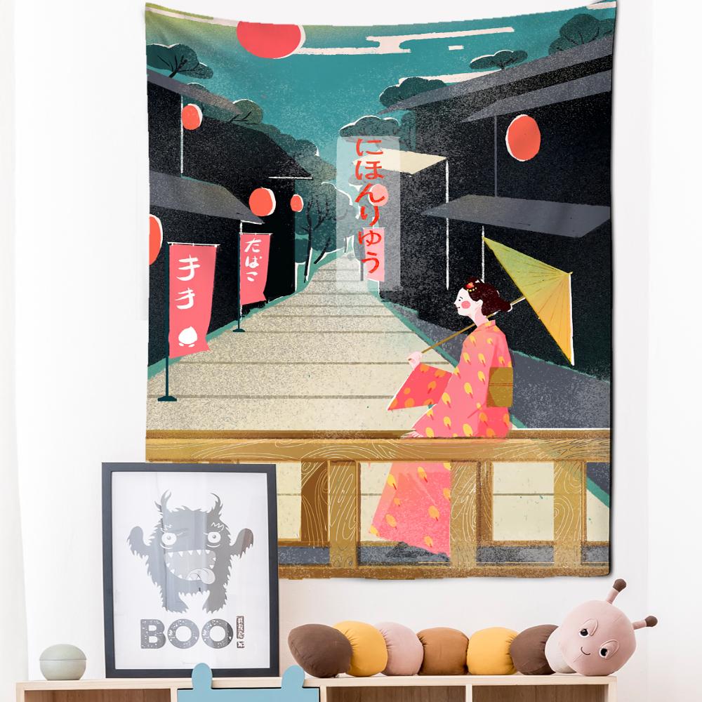 Японский гобелен с иллюстрацией, настенный Гобелен Канагава, волнистая печать, богемный хиппи, домашний декор для спальни
