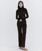 WNDERKAMMER Knit Rib Half Turtleneck T-Shirt_Brown