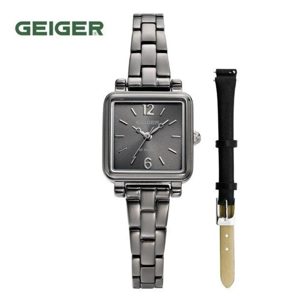 Geiger Женские квадратные металлические часы GE1199GY