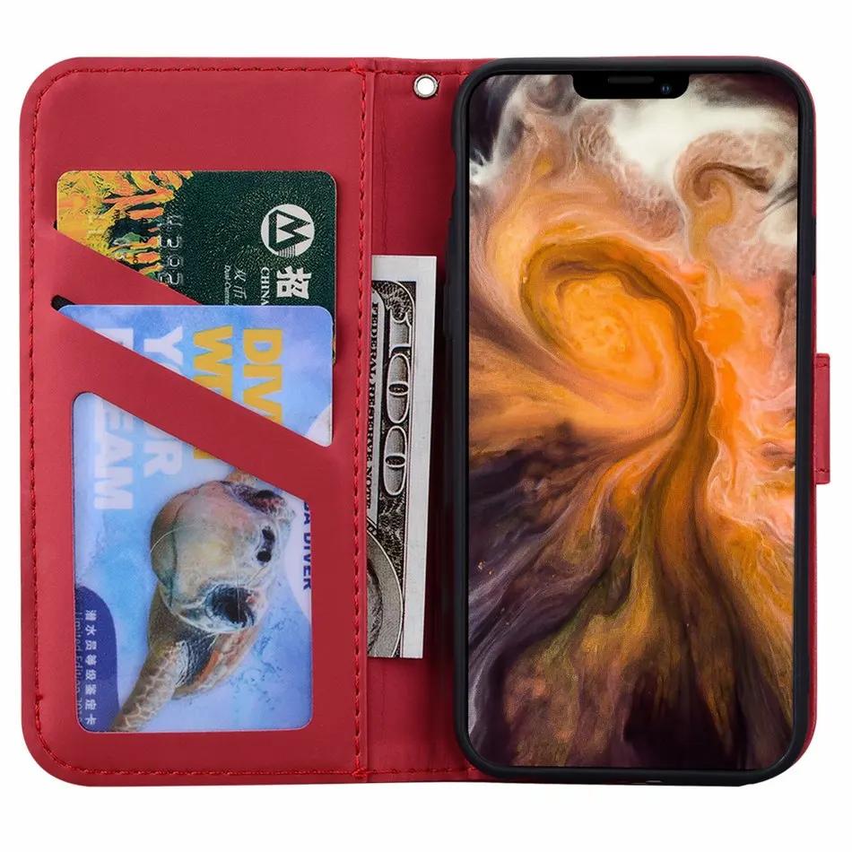 Кожаный чехол-книжка для IPhone 16 15 14 13 12 11 Pro XR XS Max 6S 7 8 Plus Милая Забавная Лягушка Кошка Кролик Собака Кошелек Подставка Обложка