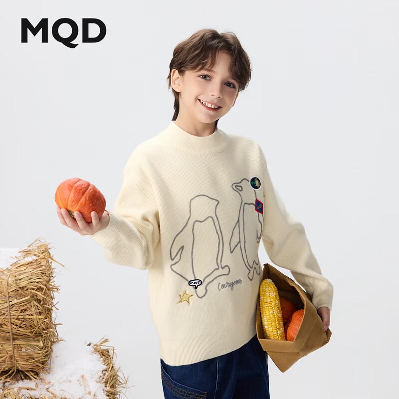 MQD Kids' Warm Mock Neck Cartoon Letter Pullover Sweater