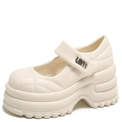 Мода Модные белые туфли на платформе для женщин на высоком каблуке 9 см с пряжкой на ремешке Туфли Мэри Джейн женские готические туфли на толстом каблуке для вечеринок Дамы