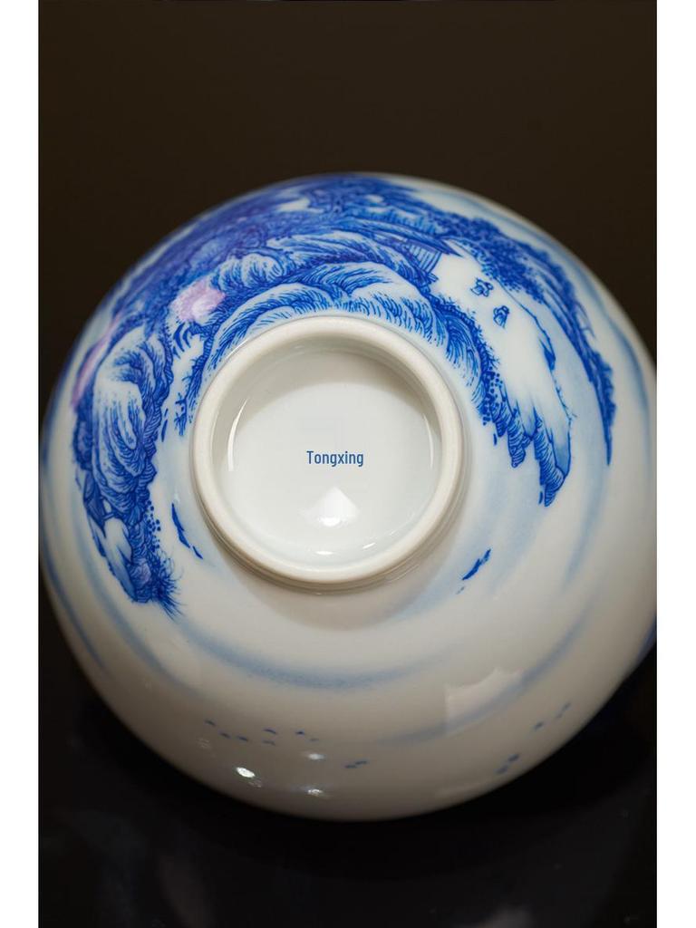 Ручная роспись Сине-белая керамическая чайная чашка Jingdezhen - Дизайн с пейзажем