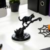 Уникальное настольное украшение Фигурка черной кошки на метле ведьмы, 3D-печатная статуэтка метлы, Статуэтка Хэллоуина для многоярусного подноса, Стола, Декор стола
