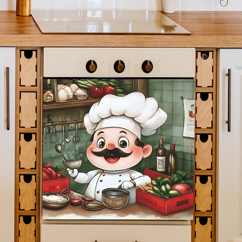 Fun-f313 Cartoon Serious Work Chef Kitchen Restaurant Cooktop Landscaping Decorative Stickers Self-adhesive