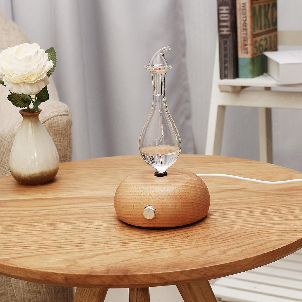 100V-240V AC Aromatherapy Pure Essential Oils Diffuser Air Nebulizer Humidifier Household Humidifier Glass + Wooden Air Appliance
