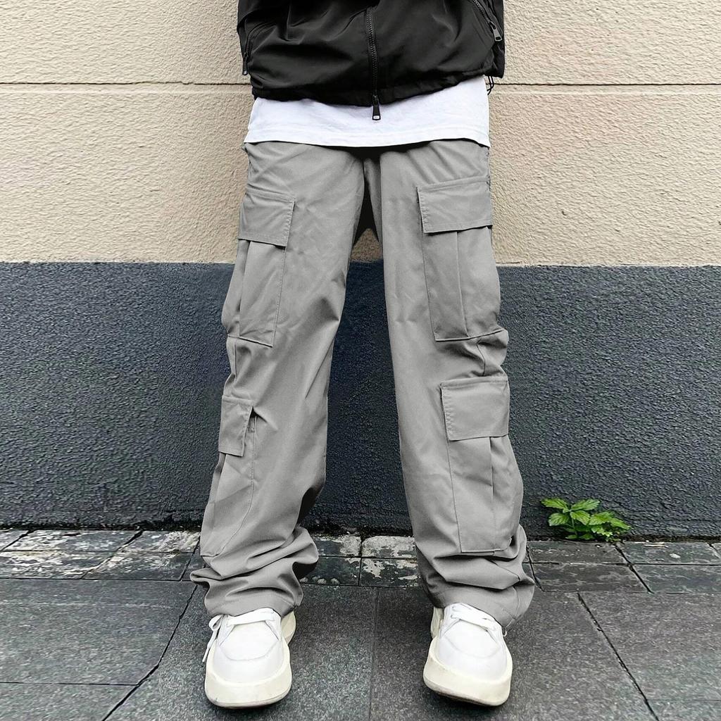 Men's Overalls Drawstring Multi Pocket Casual Pants Hiking Pants Cotton Twill Pants