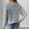 Women's Short Large Collar Butterfly Knot Splicing Pullover Sweater Top