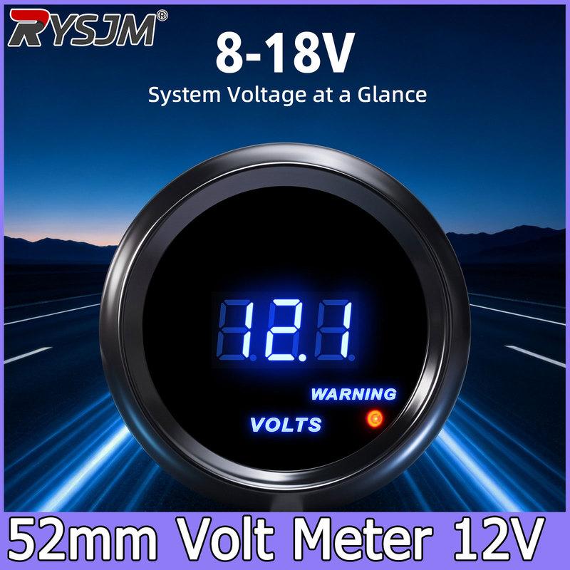 52mm Digital Blue LED Backlight Voltmeter Display Car Gauge Voltage 12V Volt Meter Fit for 12 V Car Accessories Universal
