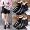Winter Soft-soled Middle-aged and Elderly Short Boots, Women's Plus Velvet Warm Boots, Flat-bottomed Middle-aged Cotton Leather Shoes