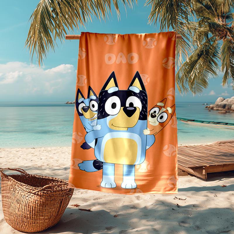 Ultra-Soft Beach Towel with Bluey Theme,Ideal for Pool - Camping, Diving - Perfect Travel Essential, Vibrant Beach Towel.