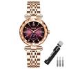 Rose Gold Watch with Brand Stainless Business Gift for Purple Women's Crystals, Stylish, Waterproof, Name, Steel, Watch, Luxury, Cute, Her,