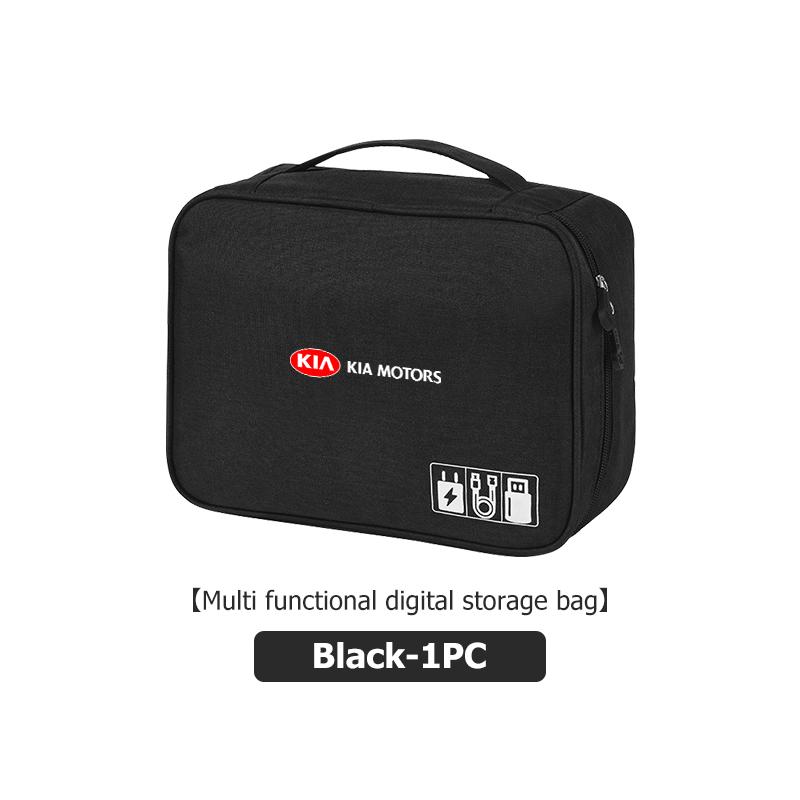 For KIA Large Capacity USB Data Line Charger Plug Storage Bag Waterproof Digital Organizer K5 K2 Rio Optima Sportage Venga MF1
