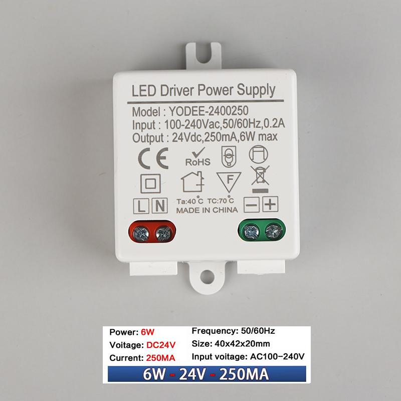 Блок питания DC12V 24V Постоянное напряжение Импульсный 3W 6W 12W Освещение Светодиодный трансформатор 250 500 мА 600 830 мА 1.0 мА Адаптер питания