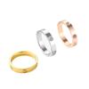 Luxurious 4mm Titanium Steel 6-Diamond Gold-Plated Stainless Steel Couple Rings - Non-Fading, Exquisitely Engraved
