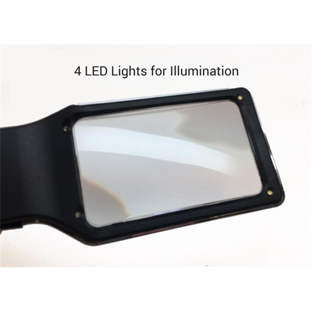 Квадратная ручная портативная лупа с зеркалом для матери с LED-лампой для чтения, обслуживания, газеты для пожилых людей (аккумулятор)