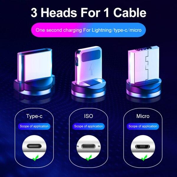 Магнитный зарядный кабель для быстрой зарядки, кабель Micro USB Type C для IPhone, Samsung, Xiaomi, Huawei, магнитный провод для мобильного телефона