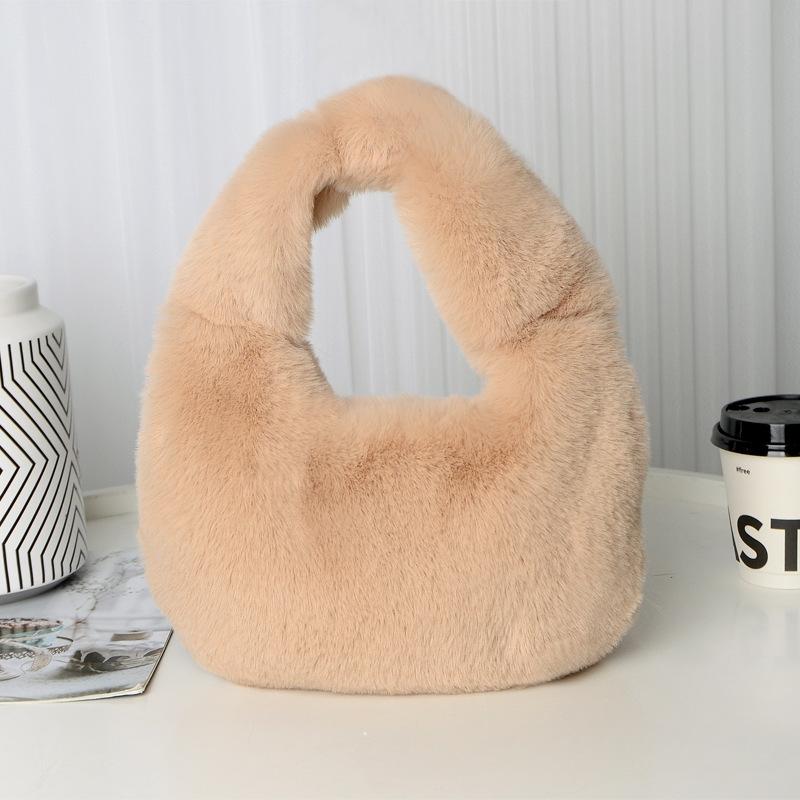 Simple Autumn and Winter Underarm Dumpling Bag Women's Bag Fashion Handbag Messenger Bag Plush Bag