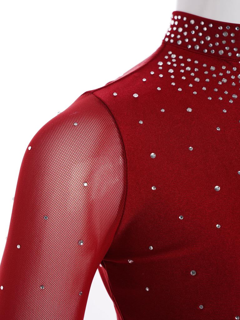 Детский топ для танцев для девочек, блестящий, с стразами, укороченный топ, уникальный асимметричный дизайн плеча для сценического выступления и танцевального конкурса