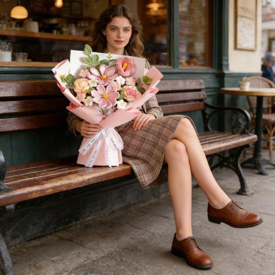 Искусственные Цветы Ручной Работы Крючком Букет Цветов Мягкая Хлопковая Пряжа Не Требует Ухода Гибкие Стебли Искусственный Цветок Розы Свадебное Украшение