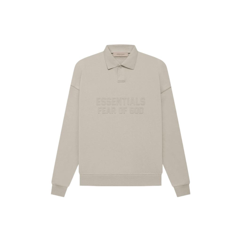 Fear of God Essentials FW22 Лонгслив Поло Дымный Принт Буквами Женское Поло Серое FOG-FW22-107