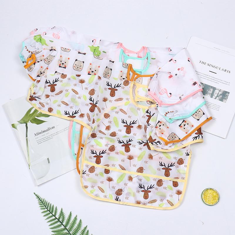 Детский водонепроницаемый комбинезон с длинным рукавом для кормления с нагрудником и карманом