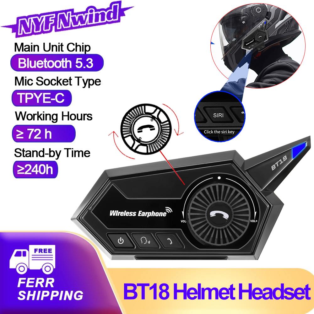 BT18 Рулетка Колесо Вращение Управление Мотоциклетный Шлем Гарнитура Bluetooth 5.3 Беспроводные Наушники Наушники IP67 Водонепроницаемость