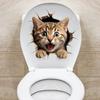 Through-wall Cat Toilet Sticker Waterproof Removable Self-adhesive PVC Living Room Bathroom Wall Art 3D Effect Simulation Kitten Toilet Seat
