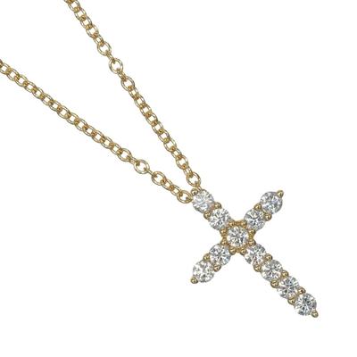TIFFANY&Co. Cross XS Necklace K18 Yellow Gold/diamond 2.22g Women Used
