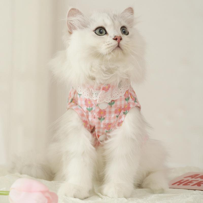Летний тонкий жилет Cat: Одежда для милых кошек против выпадения шерсти Blue Kitten