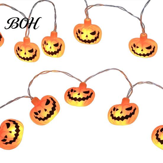 Portable Halloween Props String Lights, 10/20 LED Spooky Pumpkin Ghost Fairy Light, Battery Easy Install Hanging Lights Operated for Indoor