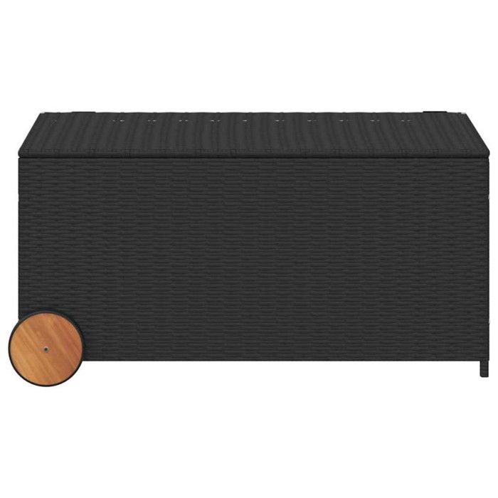 Boîte de rangement de jardin et roues noir 190L résine tressée