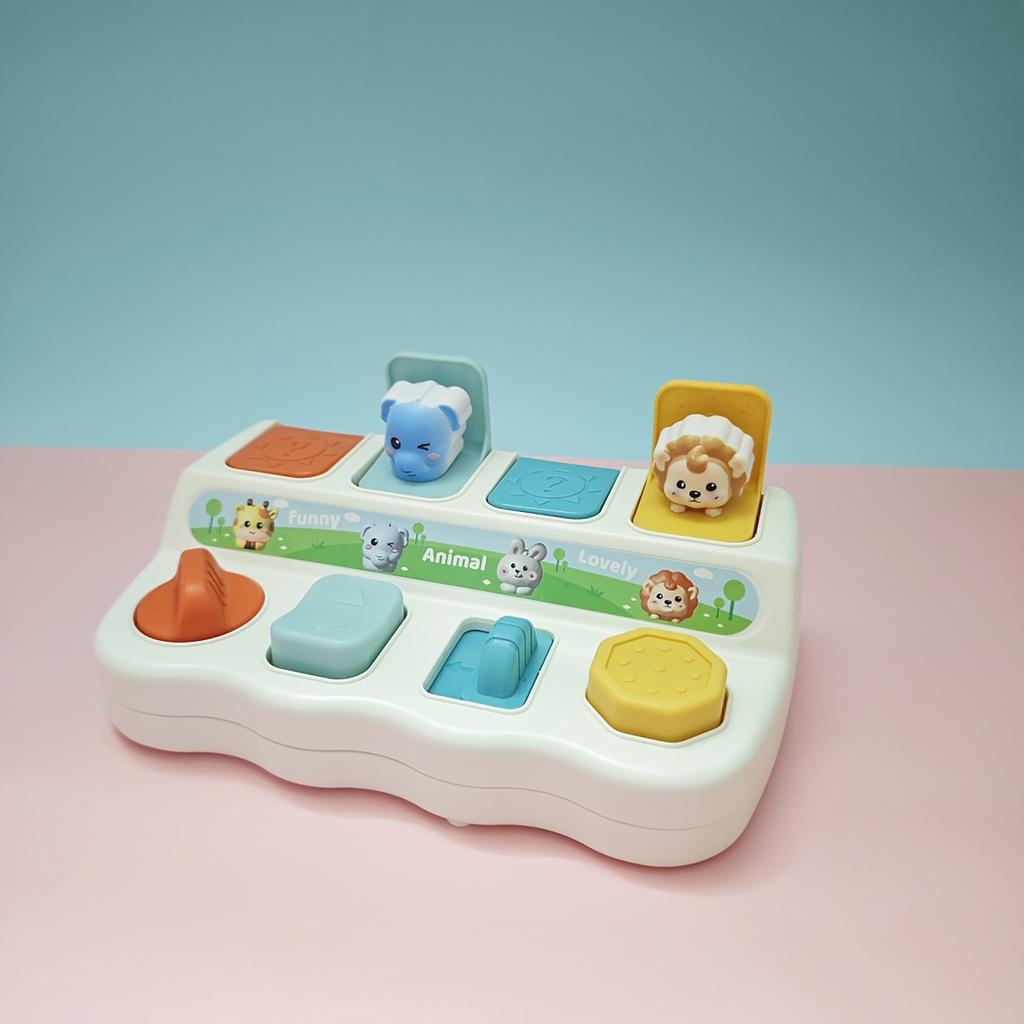Игрушка Кнопка Прятки Коробка с Животным Объектом Сенсорные Переключатели Обучающая Игрушка для Малышей для Развития Мелкой Моторики Координации Рук и Глаз