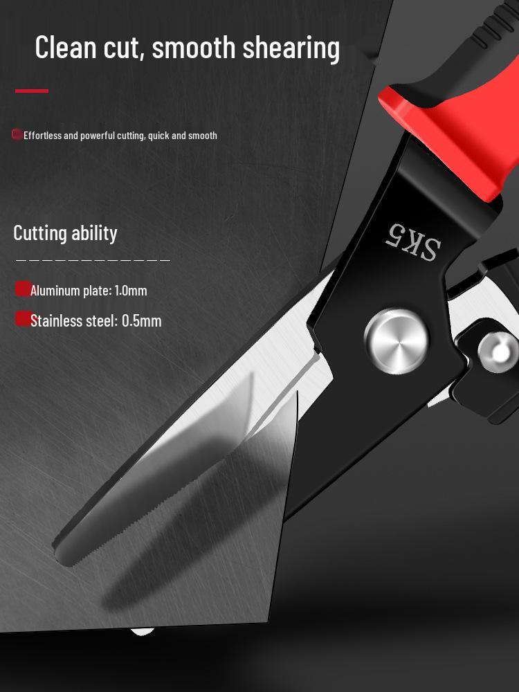 Industrial-Grade Stainless Steel Multi-Function Tin Snips: High Hardness, Powerful Keel Scissors.