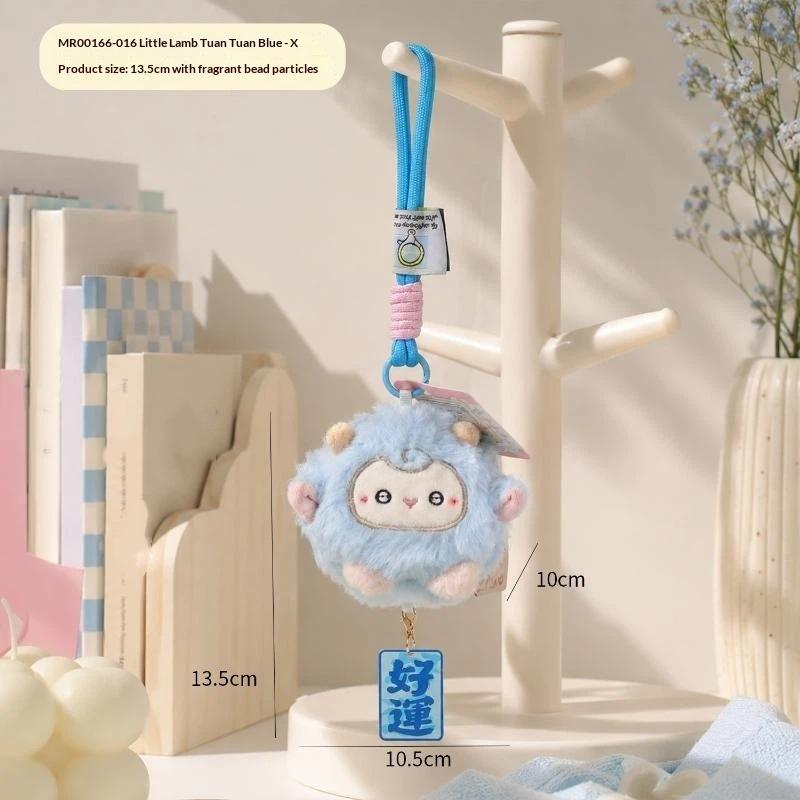 Cute Fluffy Sheep Plush Doll Keychain Soft Stuffed Animal Bag Pendant Creative Lucky Bag Keyring Backpack Hanging Gifts