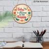 2D Flat, 1pc Round Aluminum Hanging Sign, "Today I Choose to Be Happy" Floral Butterfly Metal Wall Art, Vintage Inspirational Quote Decor, Perfect