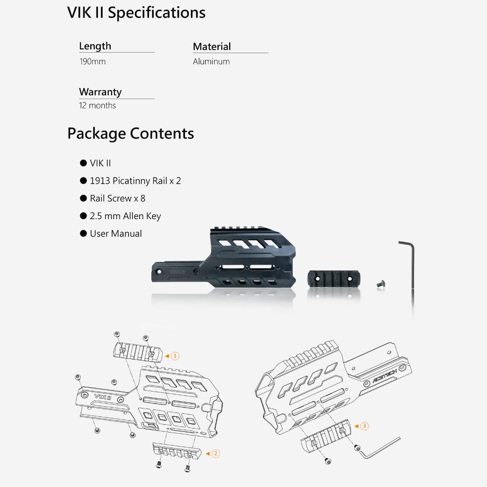 Цевье ACETECH VIK II Специально разработано для Krytac Kriss, совместимо с различными трассирующими пулями, легкая конструкция из алюминиевого сплава - Vector, units,