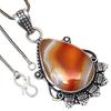Pendant Banded Agate Gemstone Valentine'Day Ethnic Silver Jewelry 2"