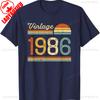 Винтажная Футболка с Графикой 'Рожден в 1986' 40-й День Рождения Unisex ЖЕНСКИЕ Повседневная Стиль Всесезонная Короткий Рукав