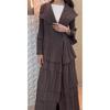 Gray Pleated Ruffle Trim Long Blazer Coat - 2024 Spring/Summer Fashion Trend for Women