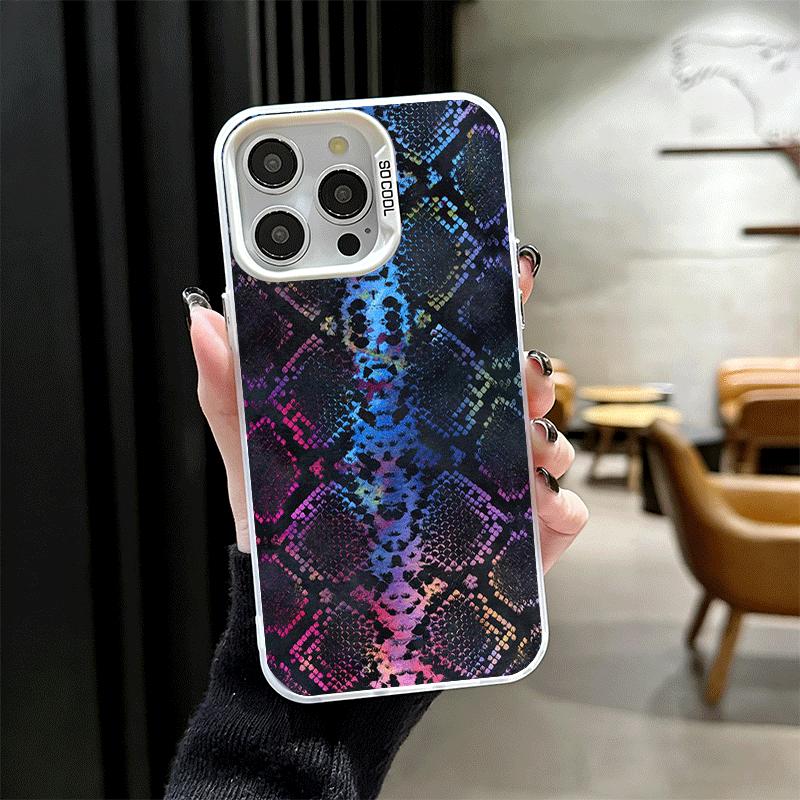 Модный противоударный чехол для телефона с узором под змеиную кожу для iPhone 17 Air 16 16E 15 Pro Max 14 Plus 13 Mini 12 Задняя крышка Защита от падения Веселый